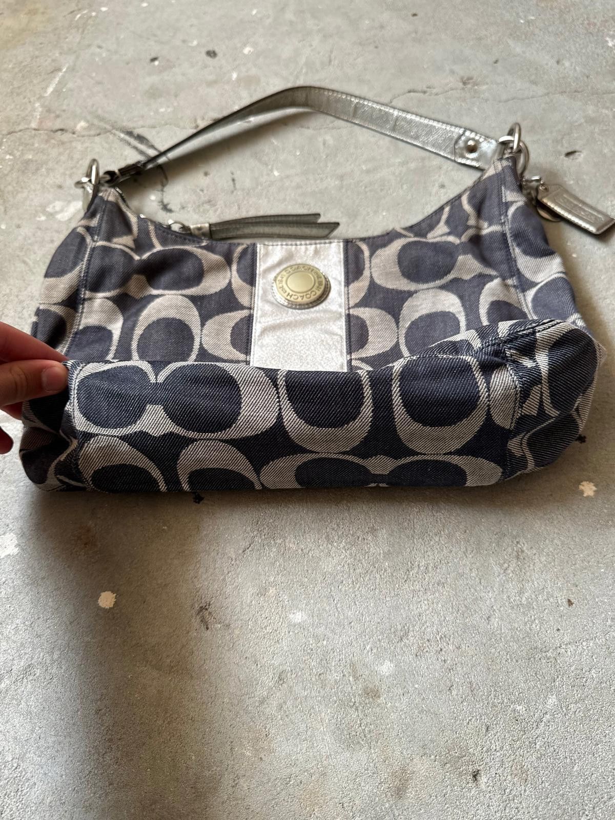 Coach Coach Signature Denim Shoulder Bag Navy/Silver Size ONE SIZE - 4 Thumbnail