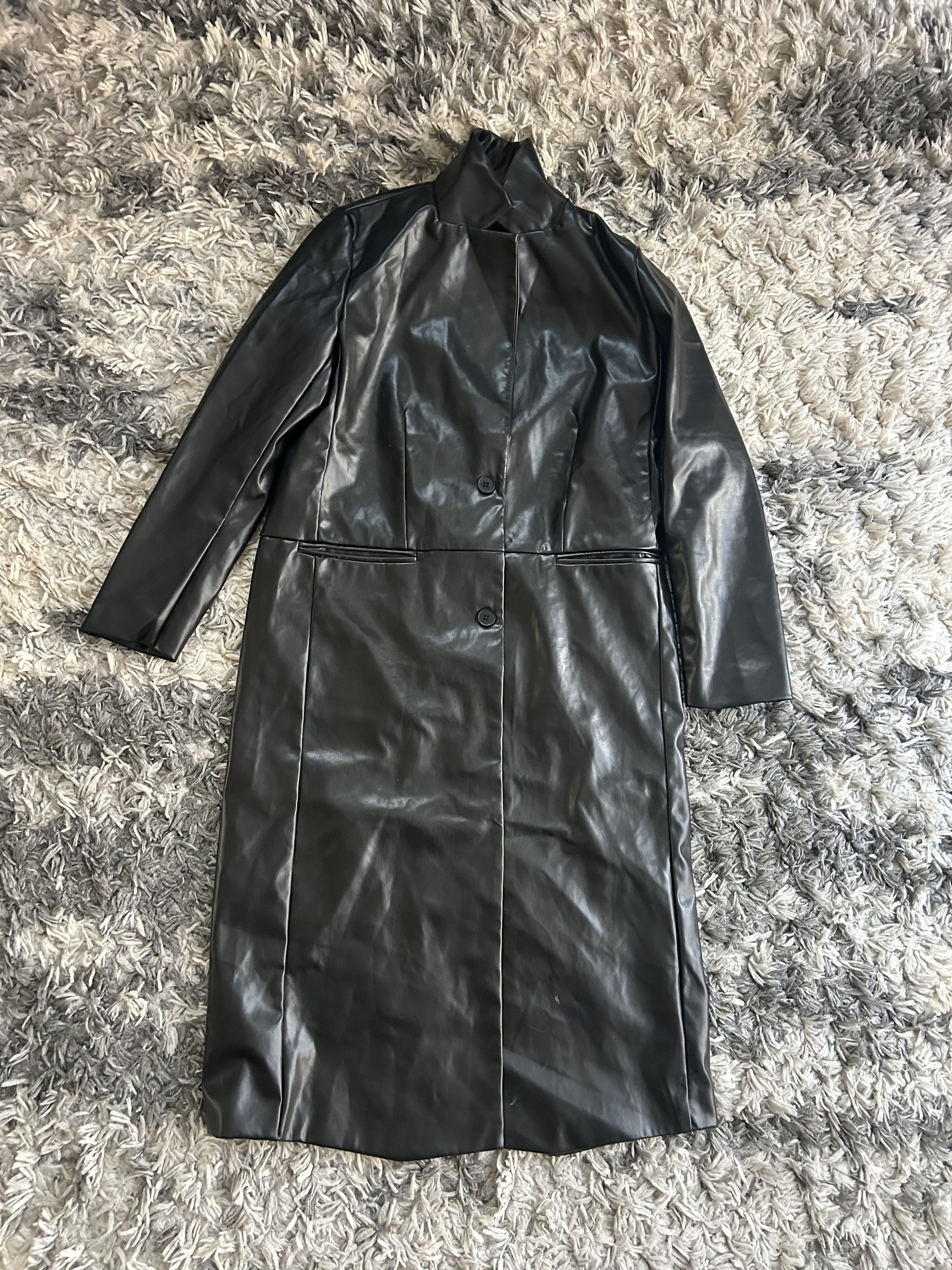 Zara Faux Leather Trench Coat Size L / US 10 / IT 46 - 1 Thumbnail