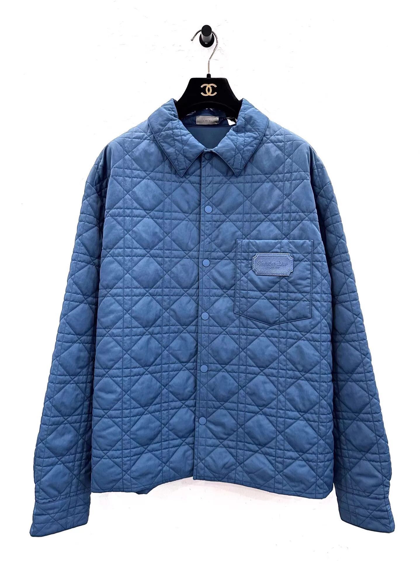 Dior Blue Quilted Button-Up Shirt Size US M / EU 48-50 / 2 - 1 Thumbnail