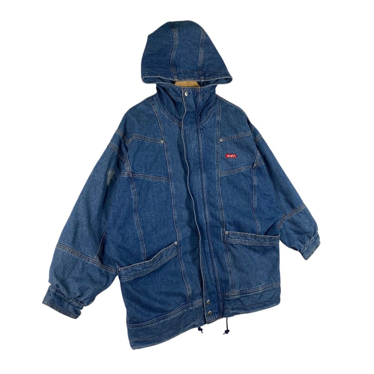 X-Girl Vintage X-Girl Denim Blouson Hoodie Zipper/Button Jacket Size XL / US 12-14 / IT 48-50 - 3 Thumbnail