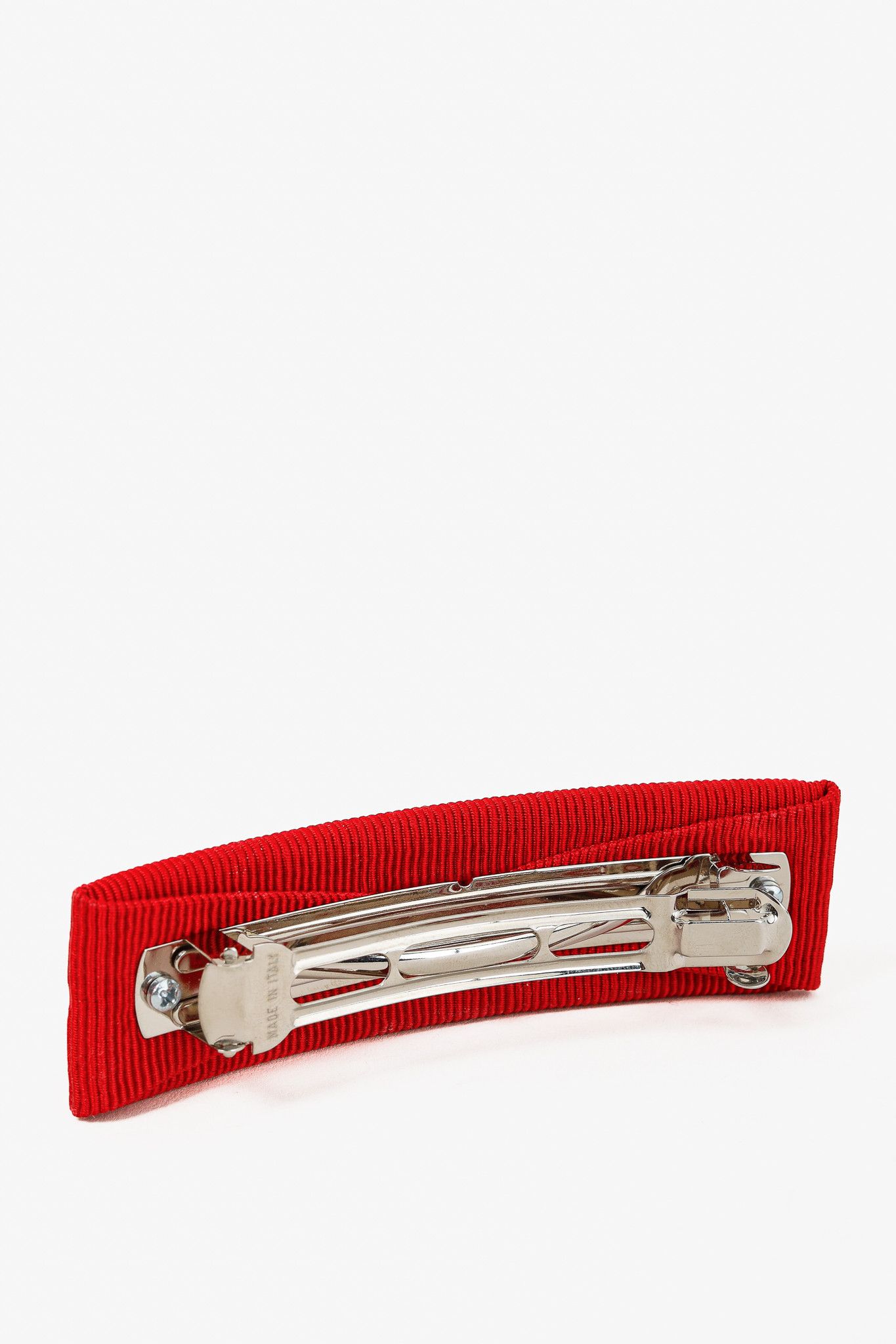 Salvatore Ferragamo Salvatore Ferragamo Red-Grosgrain Silver-Tone Bow Barrette Size ONE SIZE - 4 Thumbnail