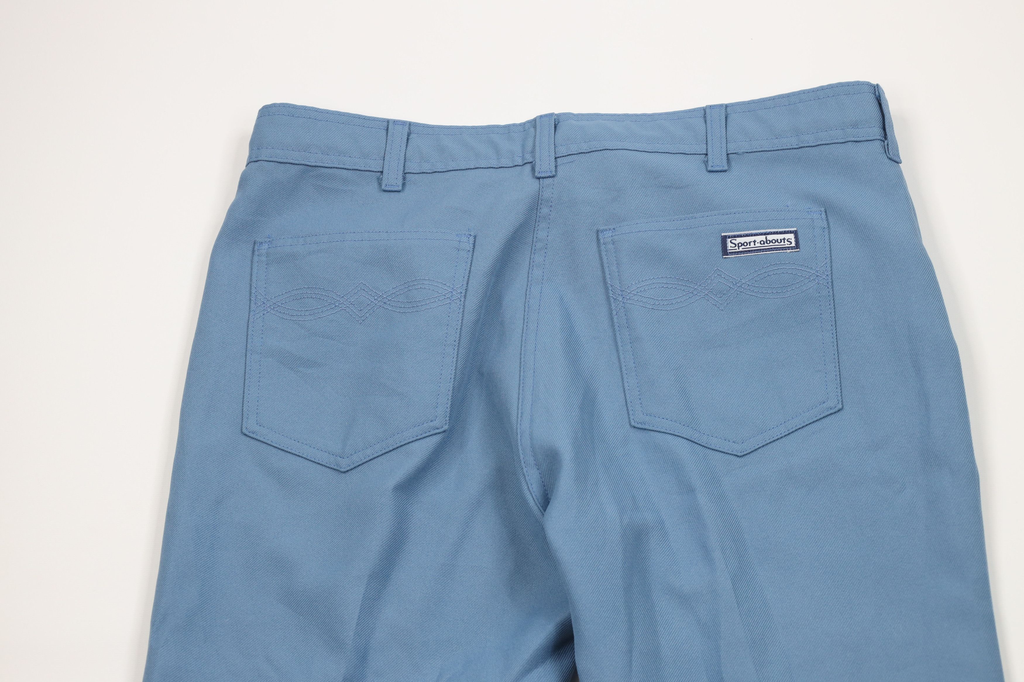 Vintage Vintage 70s Streetwear Knit Flared Wide Leg Chino Pants Blue Size US 36 / EU 52 - 8 Thumbnail