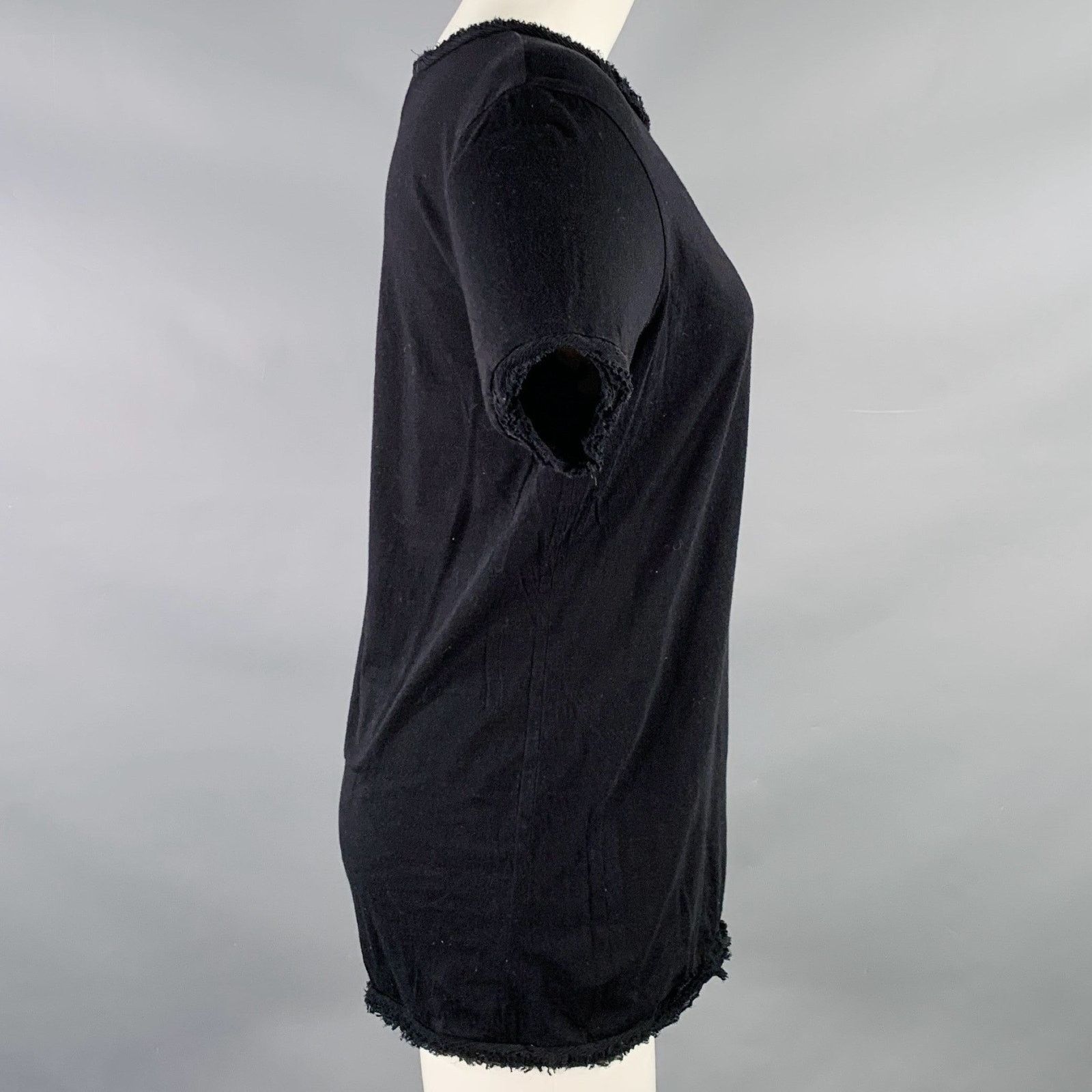 Lanvin LANVIN Size M Black Cotton Silk Raw Edge T-Shirt Size M / US 6-8 / IT 42-44 - 2 Thumbnail