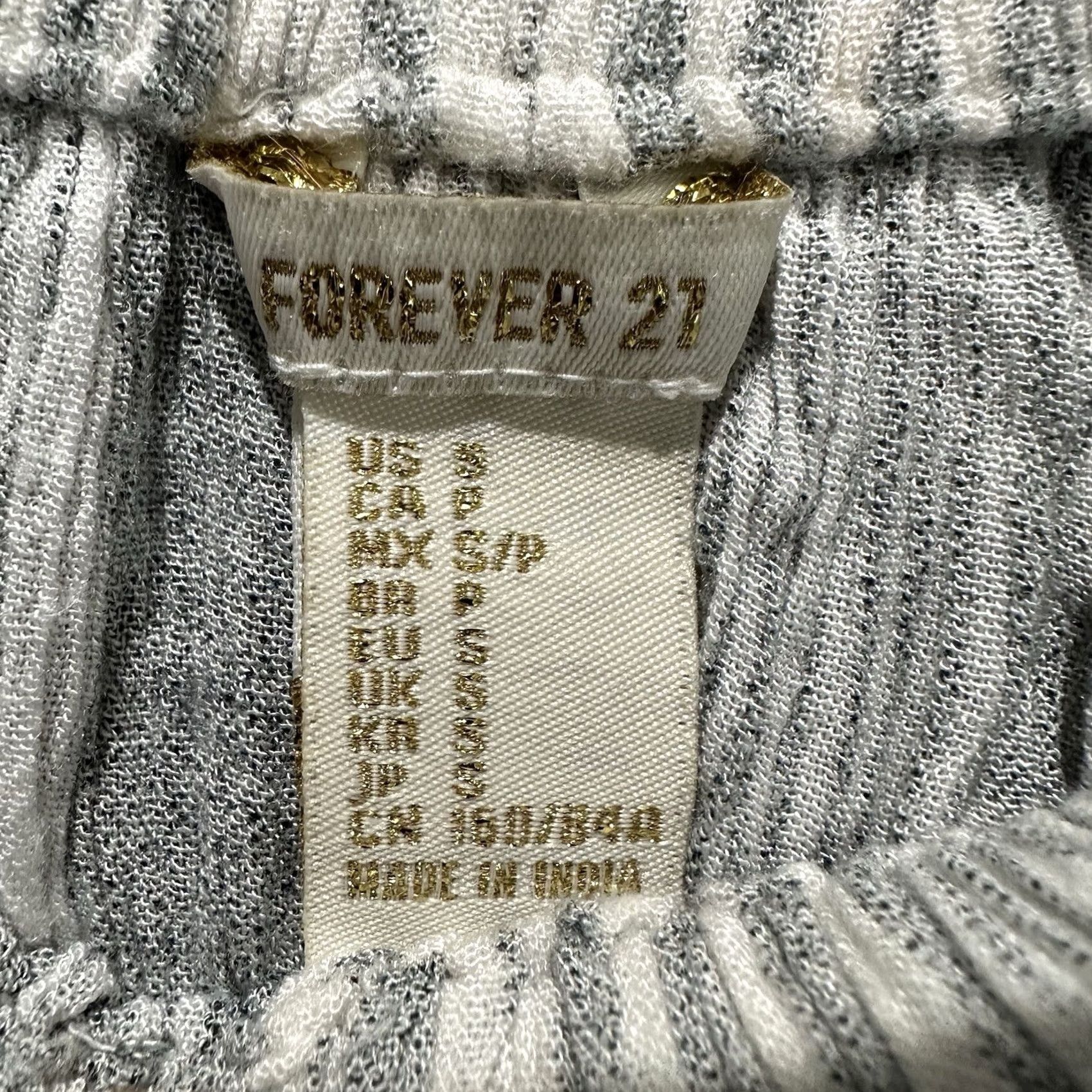 Forever 21 FOREVER 21 Off The Shoulder Dress Women Small Gray White Striped Rayon Short Size 28" / US 6 / IT 42 - 4 Thumbnail