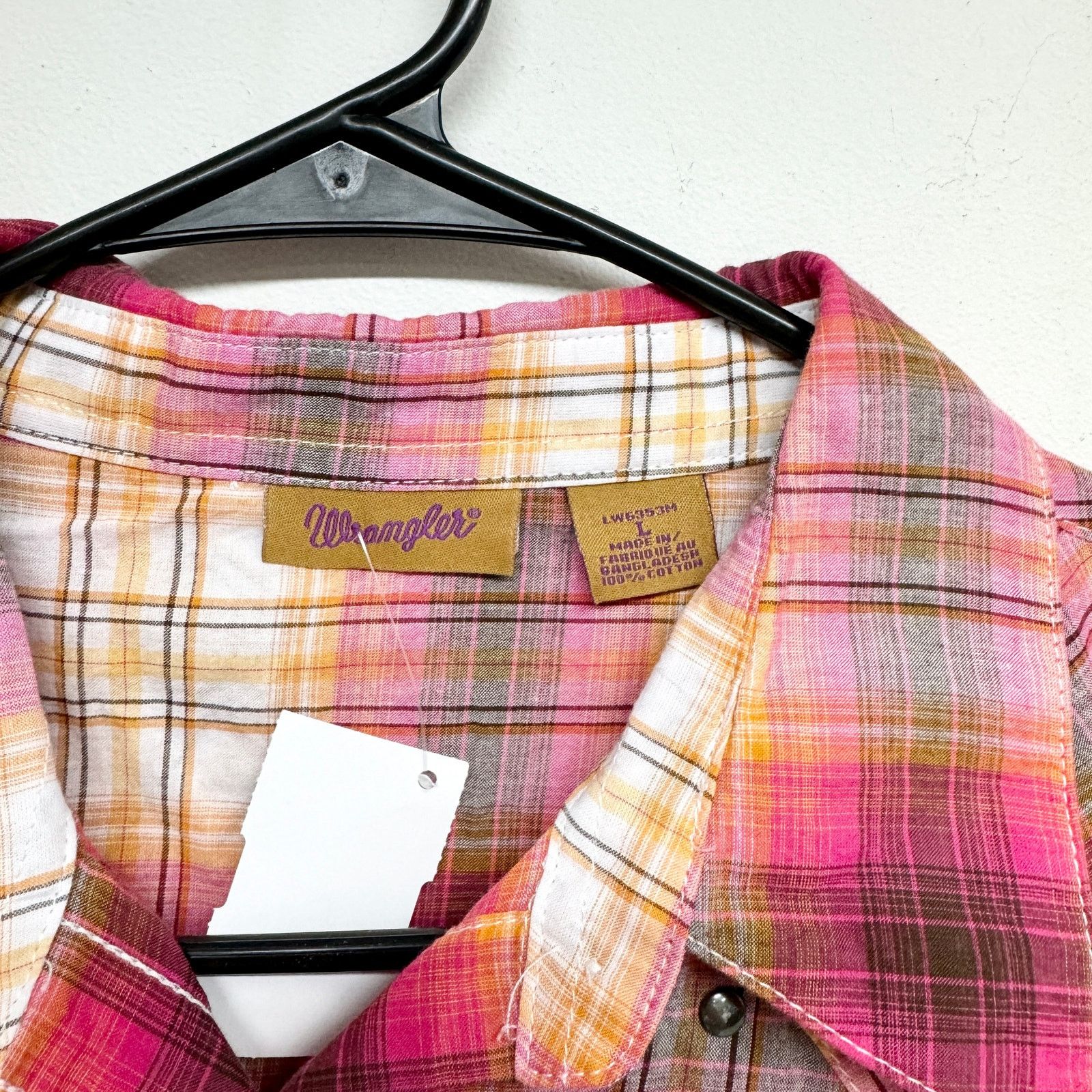 Wrangler Wrangler Plaid Pearl Snap Button Up Short Sleeve Size L Size L / US 10 / IT 46 - 2 Thumbnail