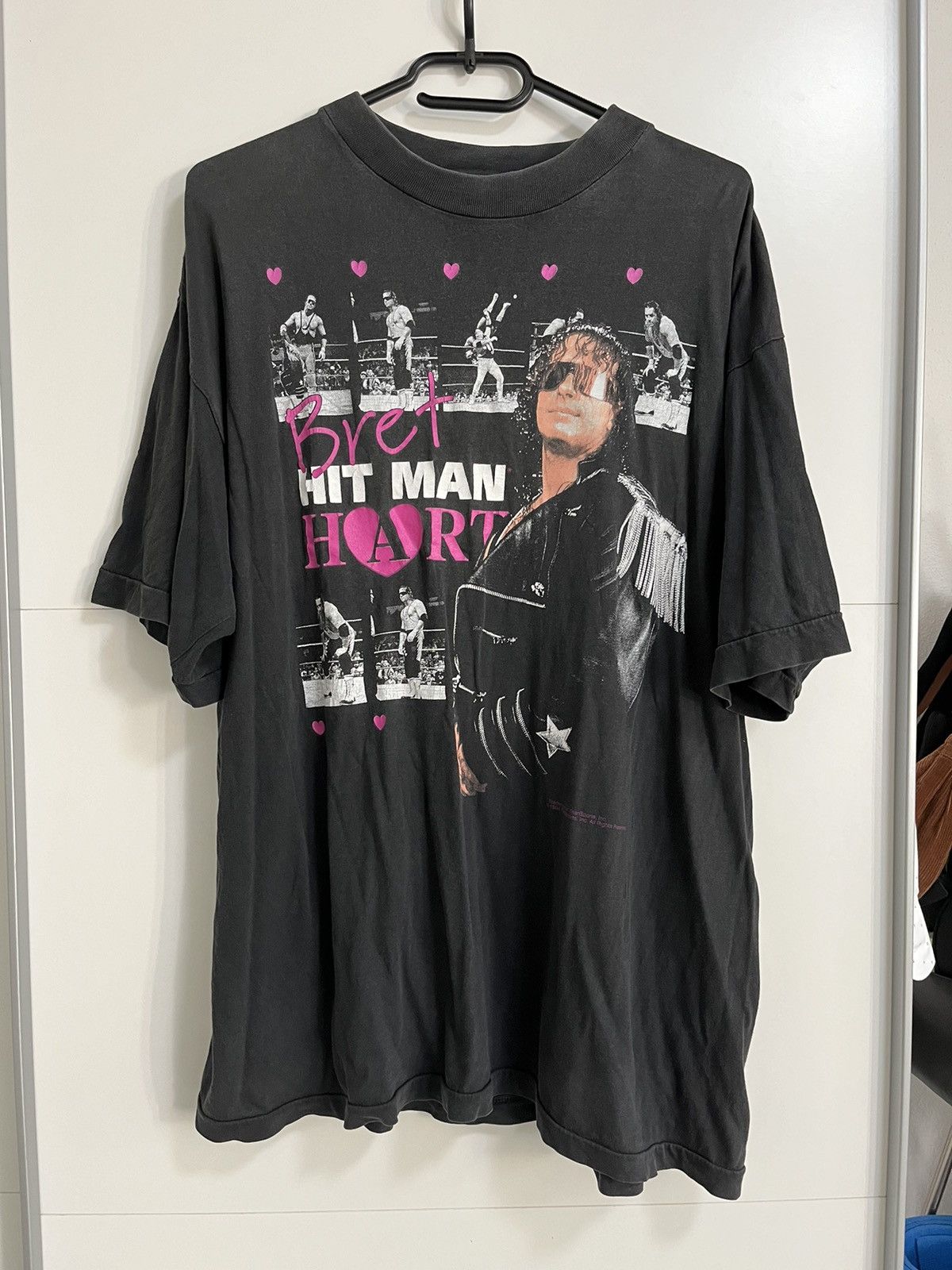 image of Vintage Bret The Hitman Hart Wwe Wwf Wrestling Shirt 1994 in Black, Men's (Size XL)