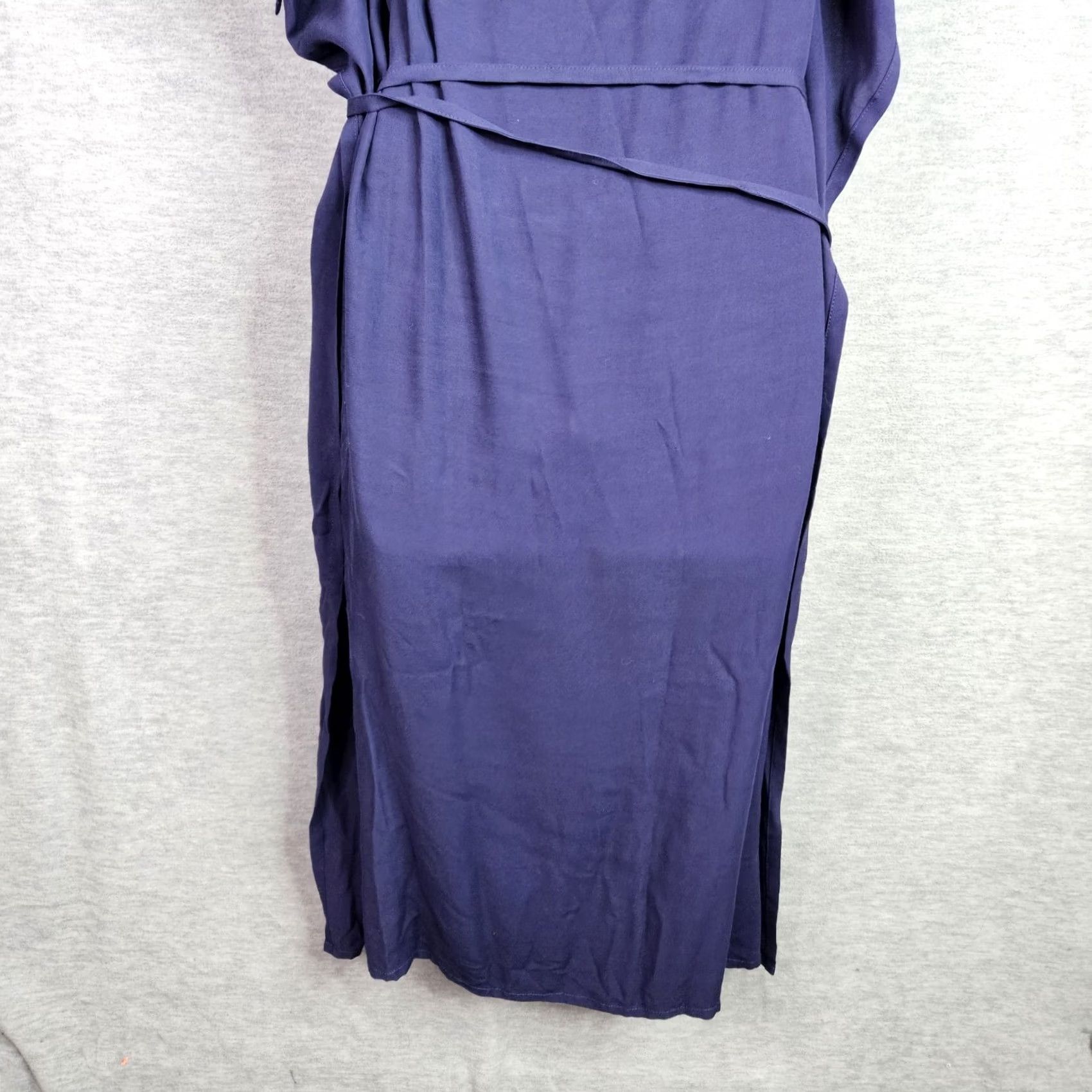 Vintage LIMI Feu Navy Blue Sleeveless Maxi Dress S Japanese Designer A-Line Solid Rayon Holiday Casual Women's Fashion Size S Size S / US 4 / IT 40 - 6 Thumbnail