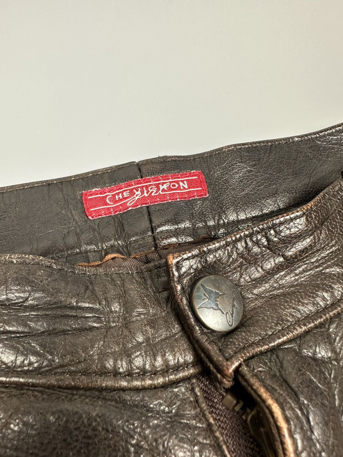Chevignon × Genuine Leather × Vintage 🔥Very Rare🔥Vintage Chegvinon Flared Leather Pant Size US 28 / EU 44 - 8 Thumbnail