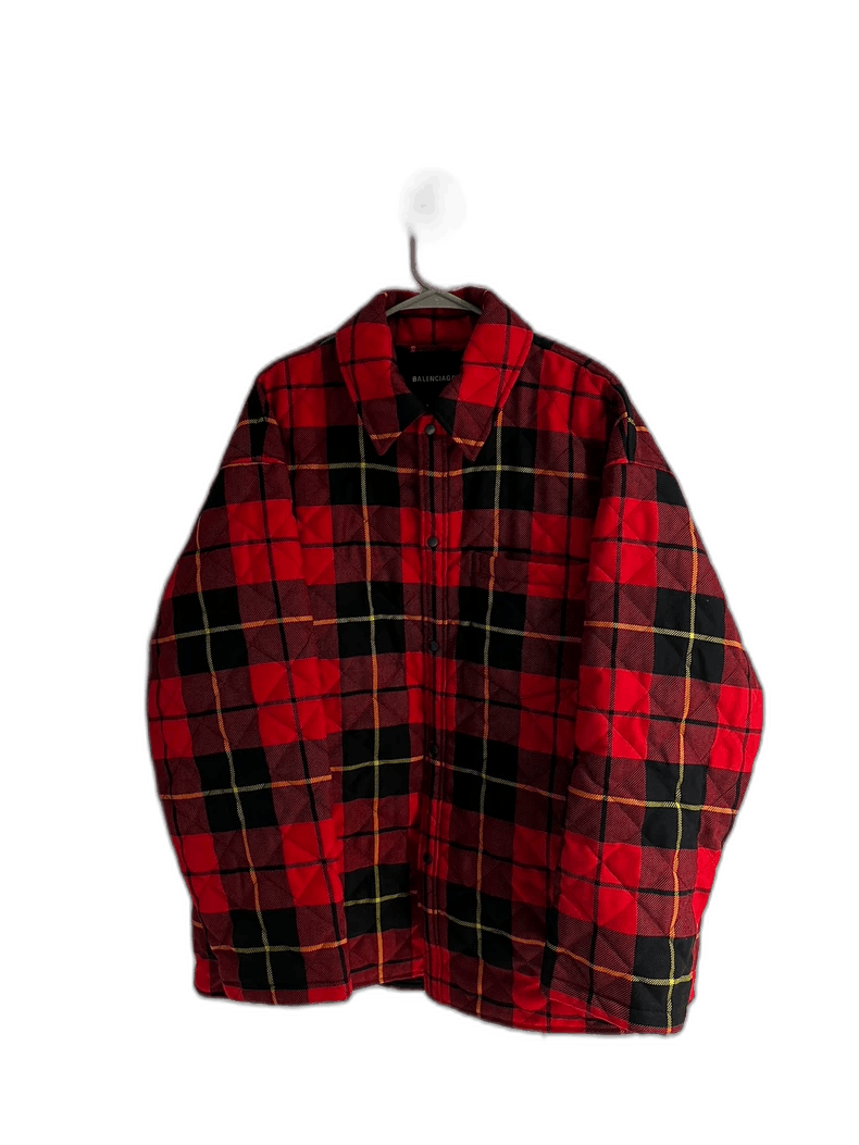 Balenciaga Padded Plaid Shirt Jacket