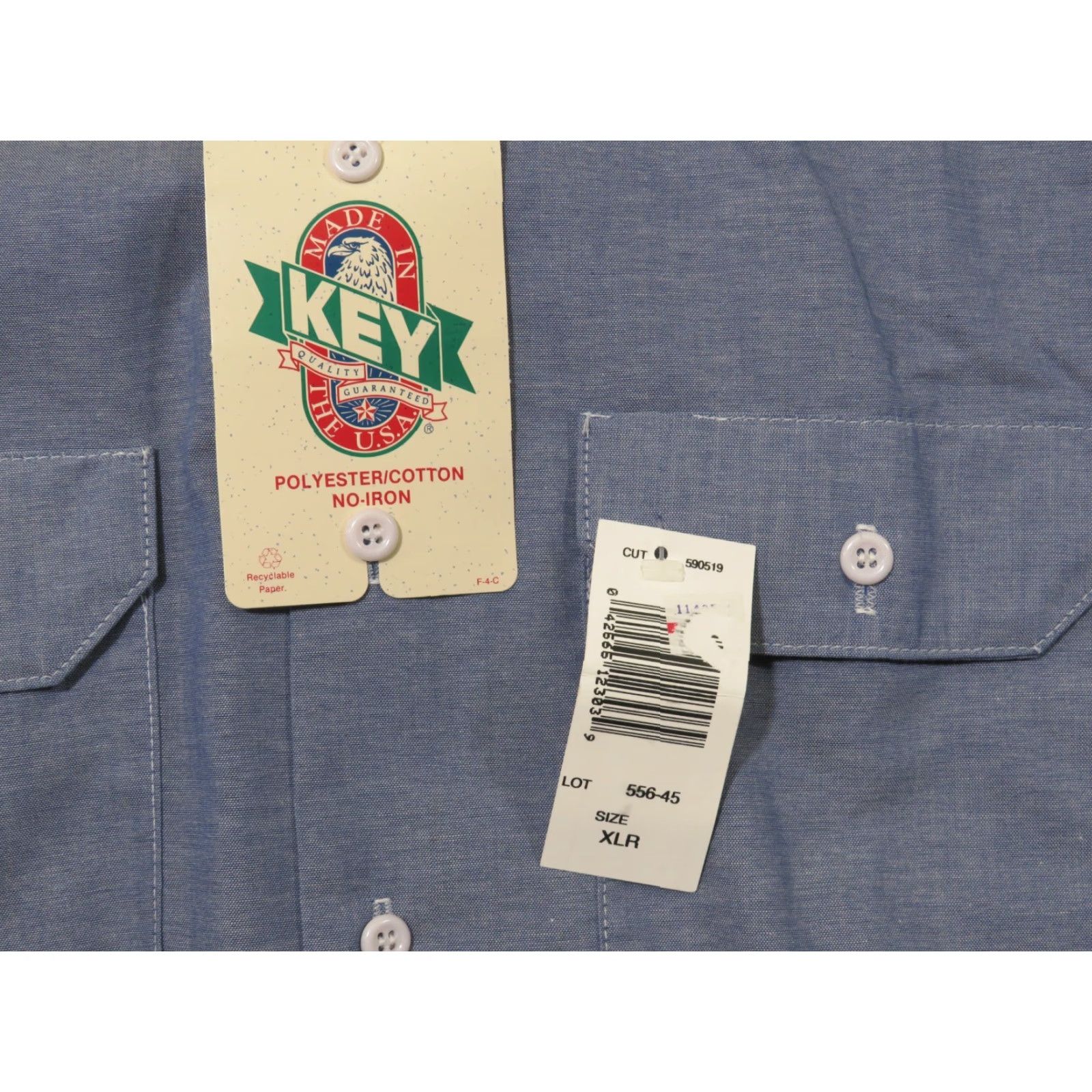 Vintage VINTAGE Key Apparel Shirt Men's XL Short Sleeve Button Up Blue USA Made Size US XL / EU 56 / 4 - 4 Thumbnail