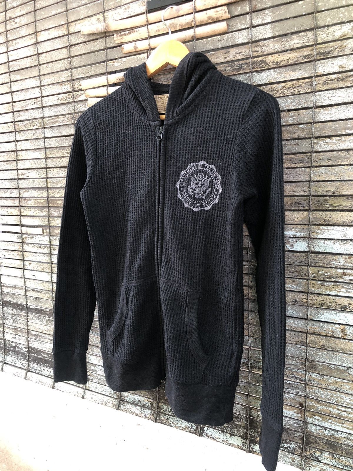 Japanese Brand × Vintage Vintage USAF Purple And Yellow Waffle Fullzipper Hoodies Size US S / EU 44-46 / 1 - 13 Thumbnail