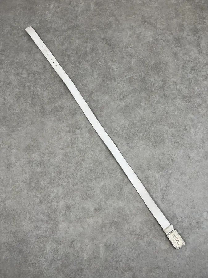 Jean Paul Gaultier 2000s Jean Paul Gaultier White Leather Logo Belt Size ONE SIZE - 8 Thumbnail