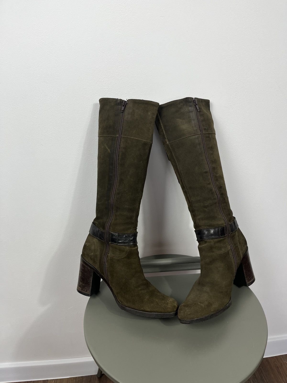 Other Janet Janet Suede Knee High Boots Pocket Detail Size 39.5 Size US 9 / IT 39 - 12 Thumbnail