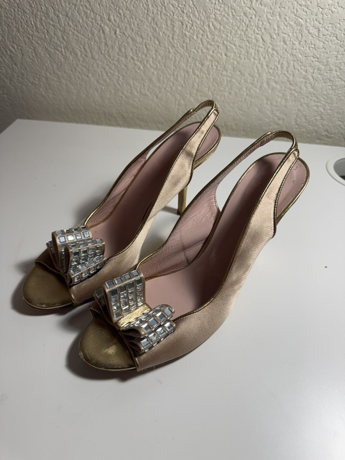 Kate Spade Kate Spade Satin Jeweled Bow Heels – Size 7.5 – From Italy Size US 7.5 / IT 37.5 - 1 Thumbnail