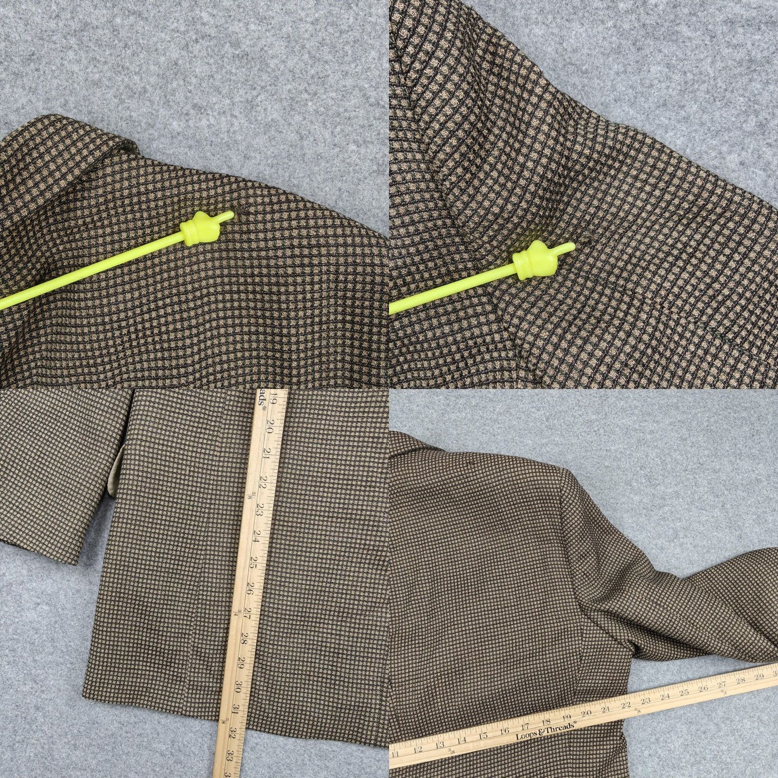 Oscar De La Renta Oscar De La Renta Mens Blazer 42L Brown Check Wool Tweed Sport Coat Jacket Size 42R - 8 Thumbnail