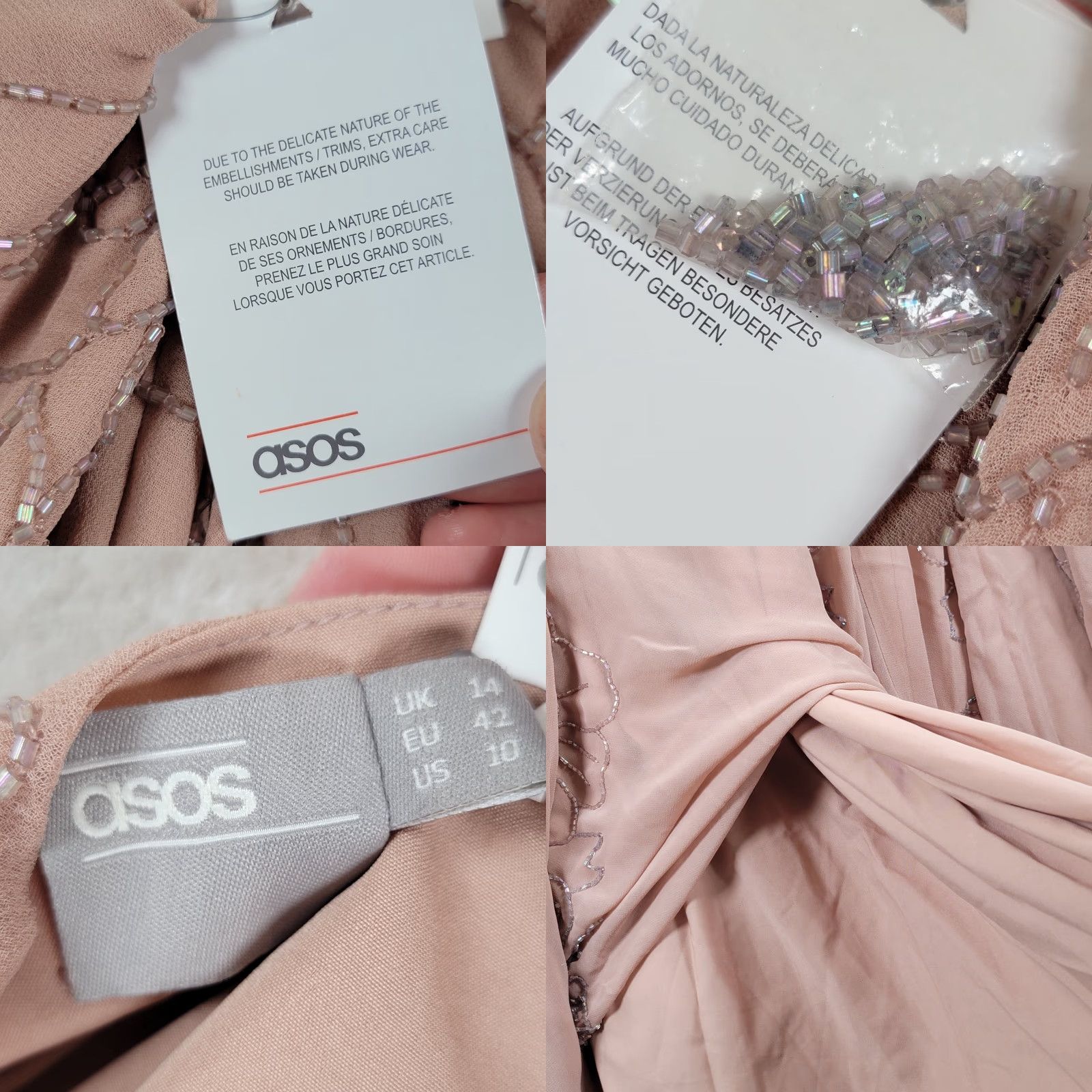 Asos ASOS Womens Fit & Flare Midi Prom Dress Beige Floral Lace Lined Size 10 US New Size L / US 10 / IT 46 - 9 Thumbnail