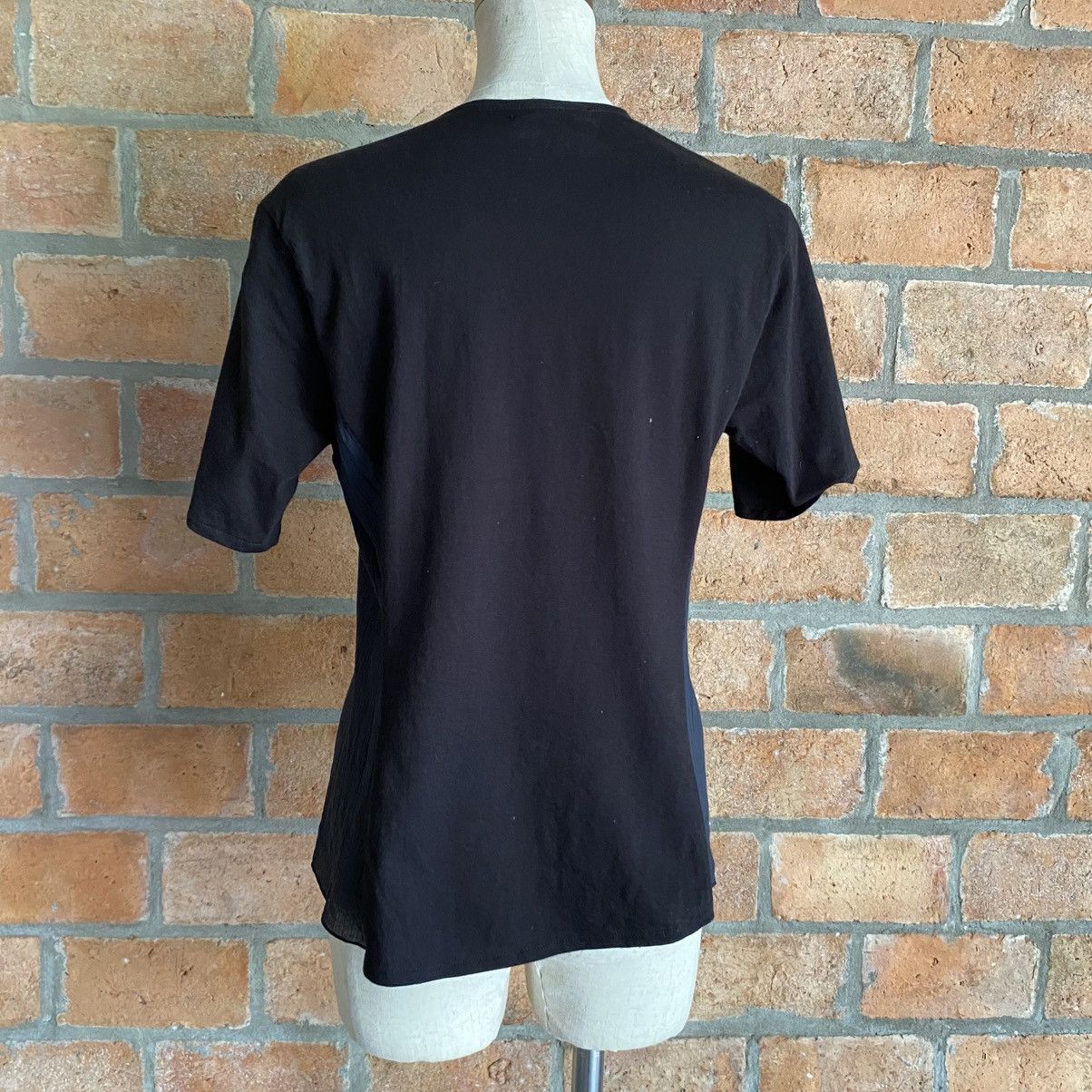 Japanese Brand A.T ATSURO TAYAMA Black Textured Short Sleeve Blouse Size S / US 4 / IT 40 - 3 Thumbnail