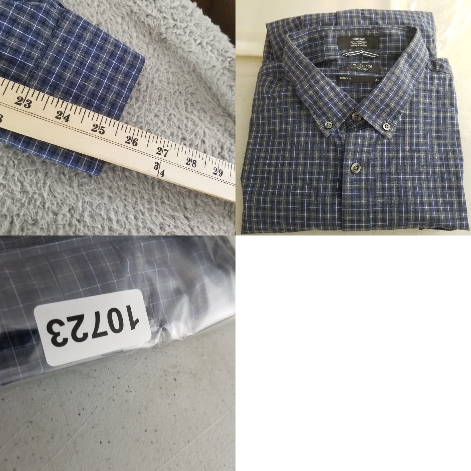 Nordstrom Nordstrom Shirt Button-Up Men XL Blue Check Cotton Long Sleeve Button-Down Casual Workwear Size US XL / EU 56 / 4 - 8 Thumbnail