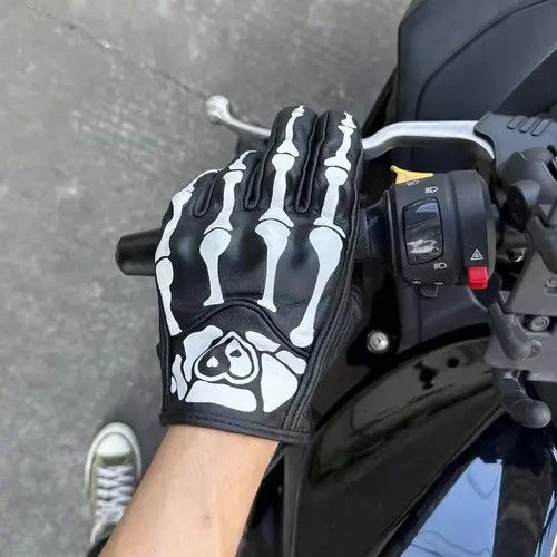 VIBE Gothic Punk Skull Skeleton Moto Motorcycle Gloves Size 34 - 6 Thumbnail
