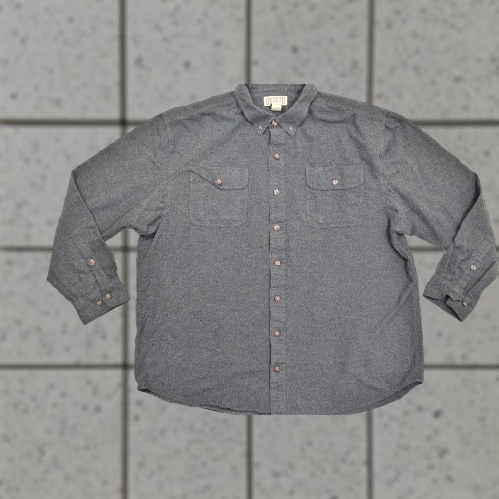 CO Duluth Shirt Men 2XLT Gray Cotton Flannel Long Sleeve Button-Down Work Shirt Size US XXL / EU 58 / 5 - 1 Thumbnail