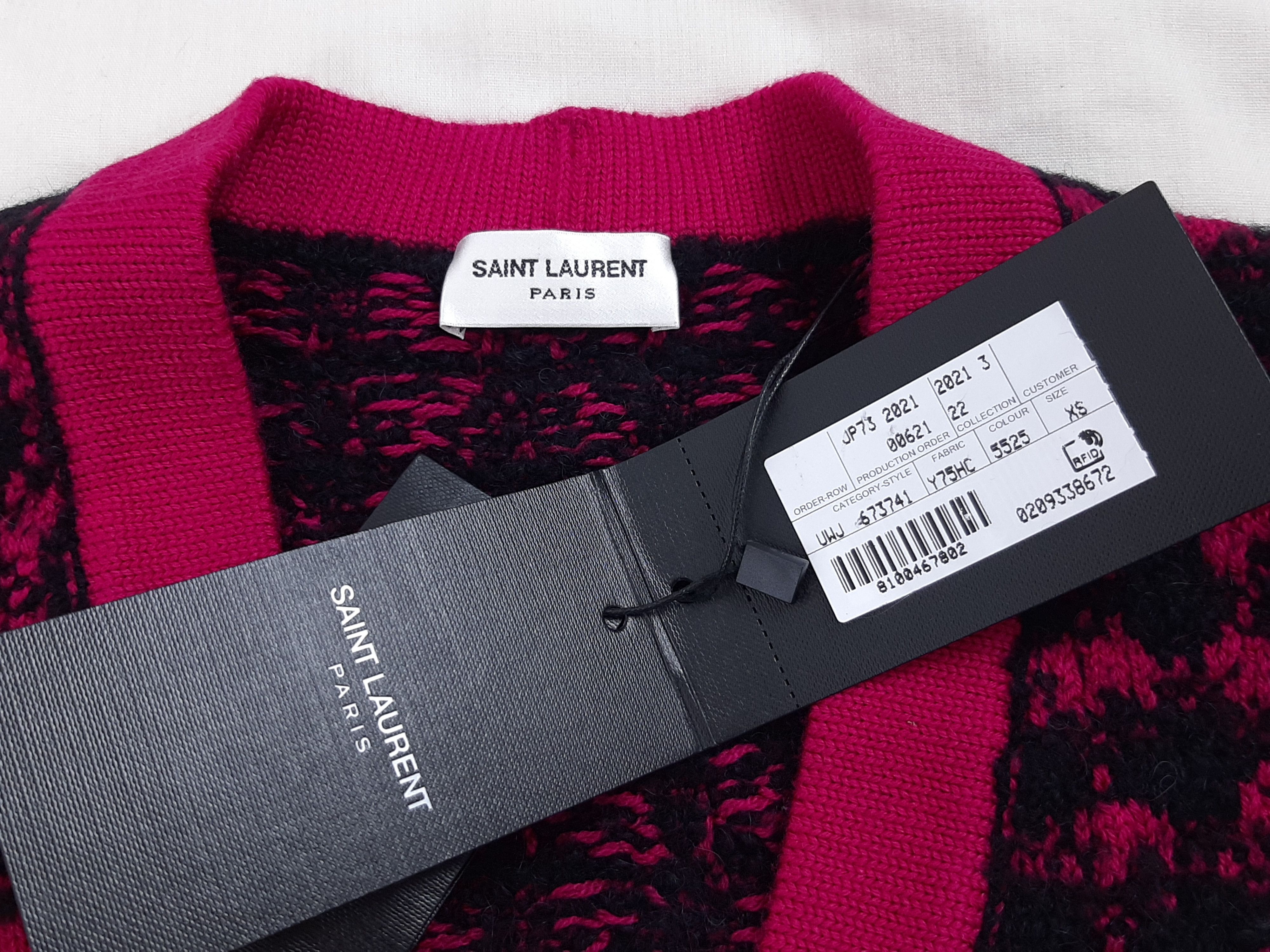 Saint Laurent Paris Saint Laurent Cardigan Purple Women's Size XS Jacquard Size XS / US 0-2 / IT 36-38 - 10 Thumbnail