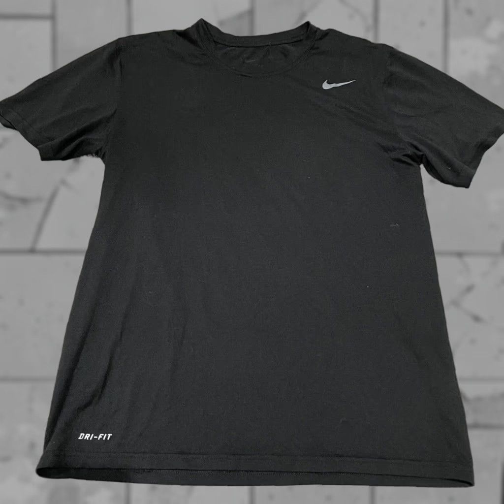 Nike NIKE Dri-Fit Athletic Short Sleeve Tee Black Adult Medium Activewear Mens Size US 31 - 1 Thumbnail