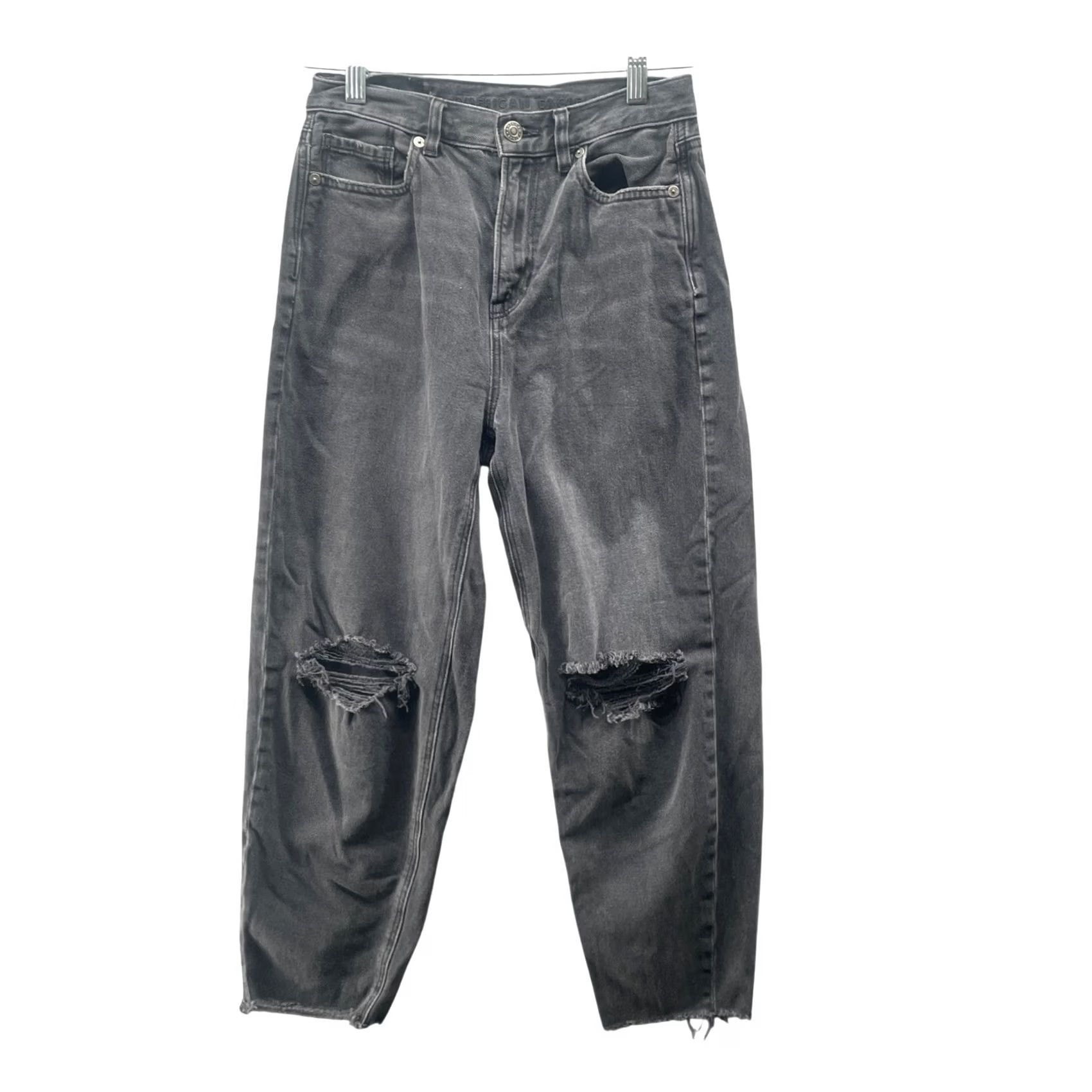 American Eagle Outfitters VINTAGE American Eagle Outfitters Relaxed Mom Jean Womens 0 X-Short Washed Black Distressed Jeans 5-Pocket Design Mens Womens Size 25" / US 0 / IT 36 - 2 Thumbnail