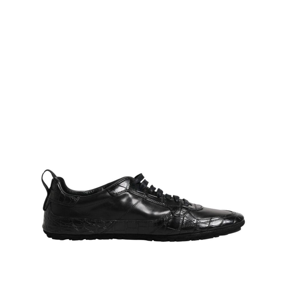 Dolce & Gabbana Dolce & Gabbana Black Exotic Leather Low Top Sneakers Shoes Size US 8 / EU 41 - 1 Thumbnail