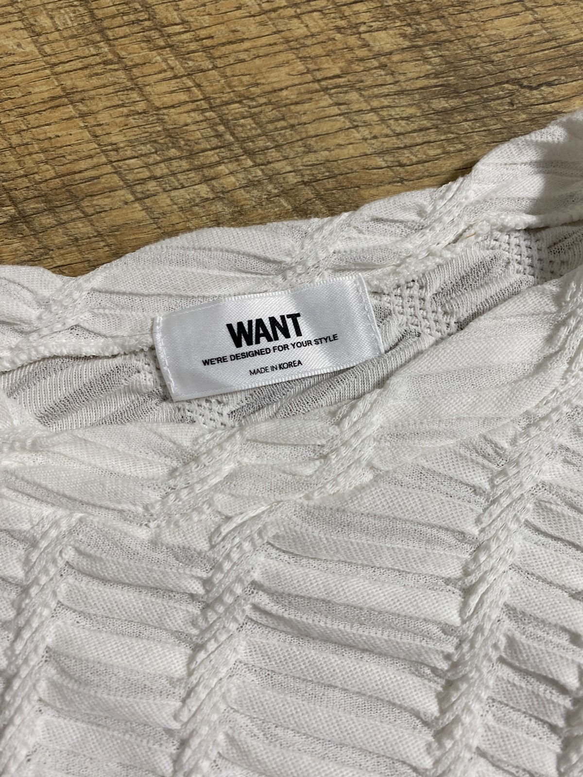 Vintage White Textured Knit Crop Top T-shirt Size US XL / EU 56 / 4 - 2 Thumbnail