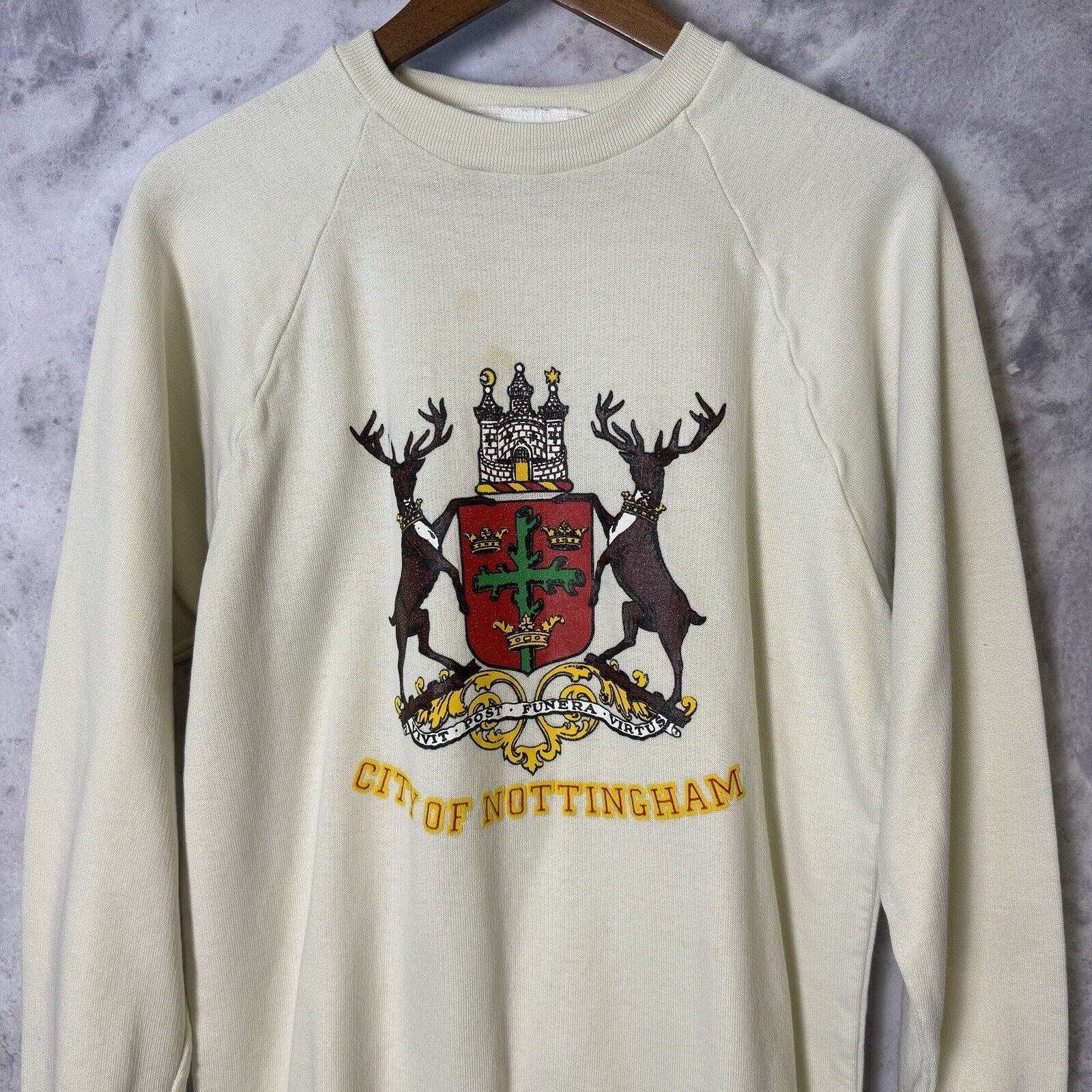 Vintage Vintage Nottingham Sweatshirt Mens XL White Crew Neck London Size US XL / EU 56 / 4 - 1 Thumbnail