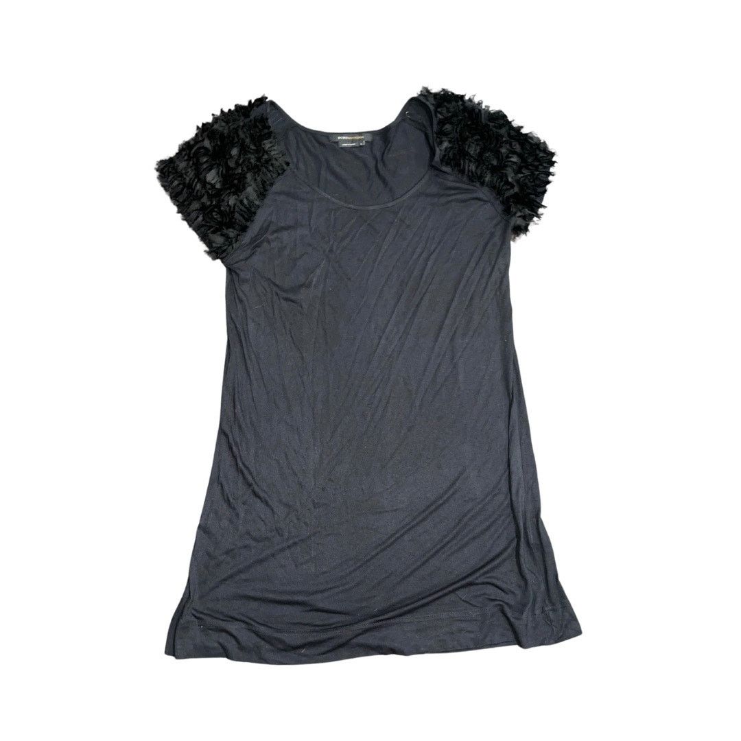Bcbgmaxazria BCBGMAXAZRIA Feather Ruffle Short Sleeve Blouse Whimsigoth Size L / US 10 / IT 46 - 1 Thumbnail