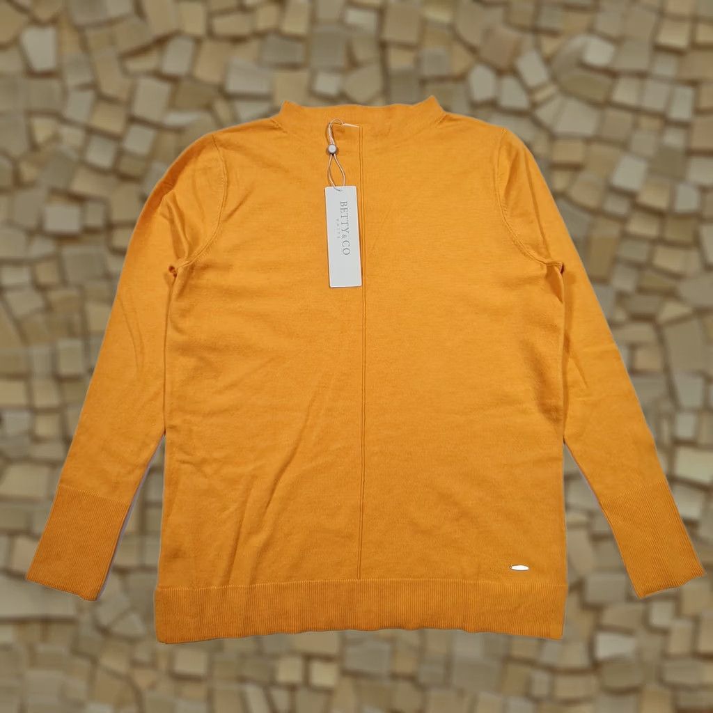 CO Betty & Co Womens Jumper Yellow 12 UK Long Sleeve Mock Neck Knit Pullover Top Size XL / US 12-14 / IT 48-50 - 1 Thumbnail
