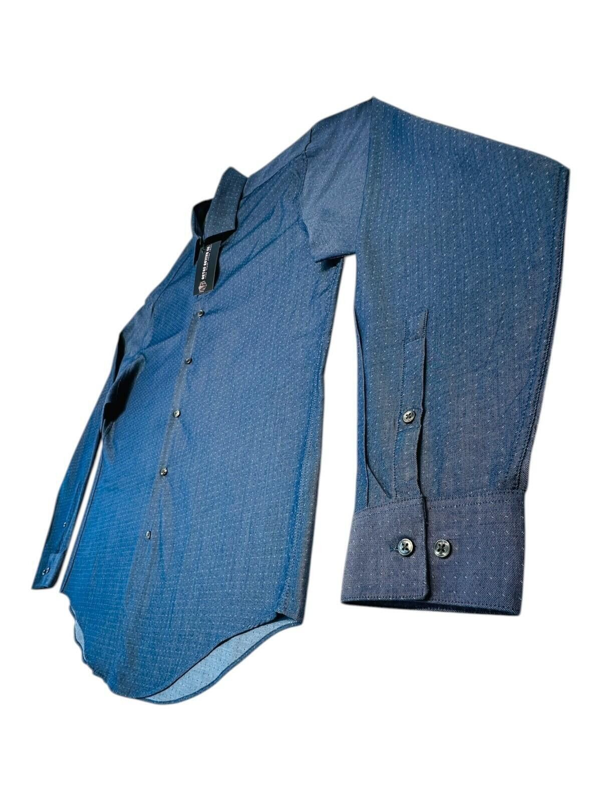 Calvin Klein Calvin Klein Shirt Men's UK Size XL Blue Polka Dot Slim Fit Size 44R - 3 Thumbnail
