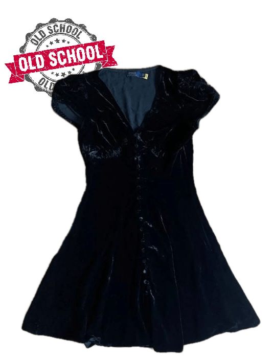image of Polo Ralph Lauren Ralph Laurent Blend Velvet Puff-Sleeve Dress In Polo Black, Women's (Size Small)