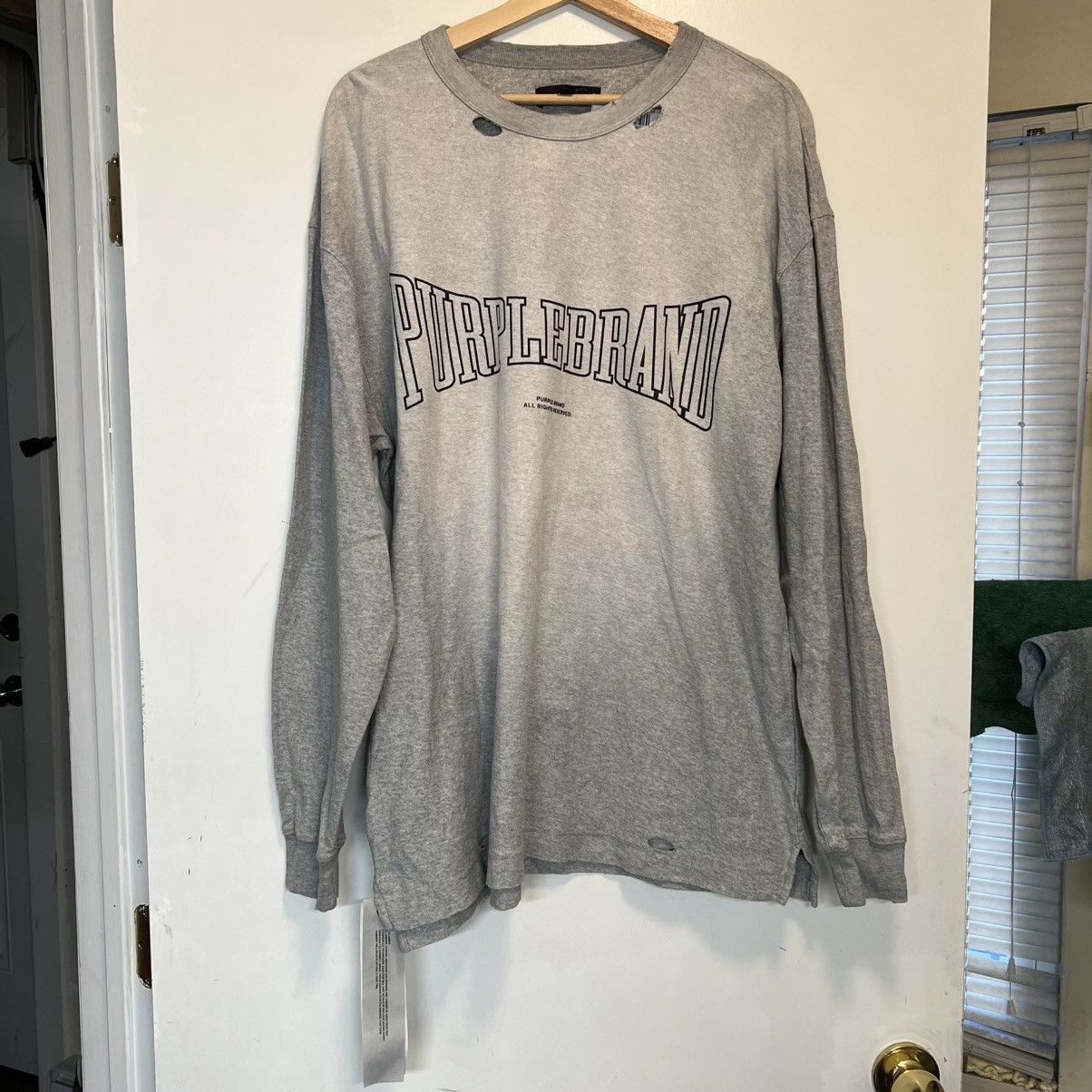 Purple Brand Purple Brand Distressed Logo Long sleeve Grey Size US XL / EU 56 / 4 - 1 Thumbnail