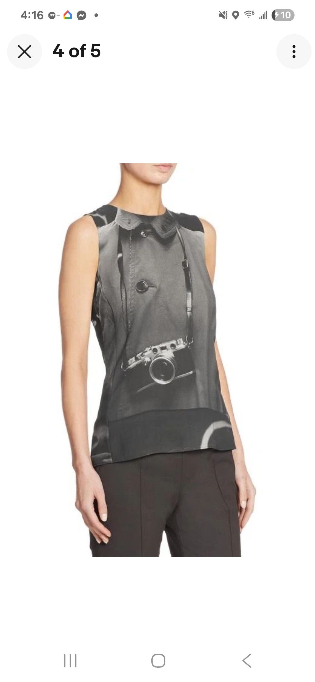 Akris Fluid silk shell blouse with graphic print detail. Size L / US 10 / IT 46 - 1 Thumbnail
