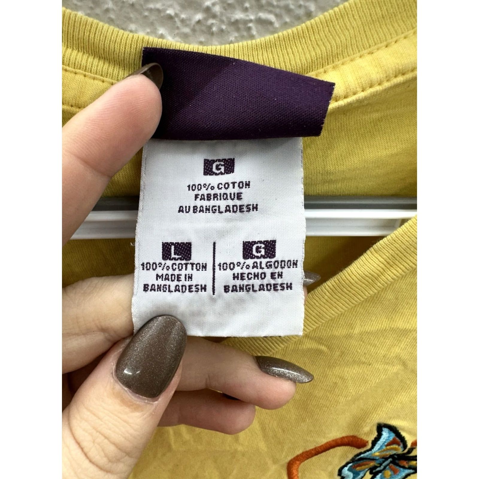 Logo 7 Curves Womens Shirt Large Yellow Short Sleeve V-Neck Embroidered Logo Size L / US 10 / IT 46 - 6 Thumbnail
