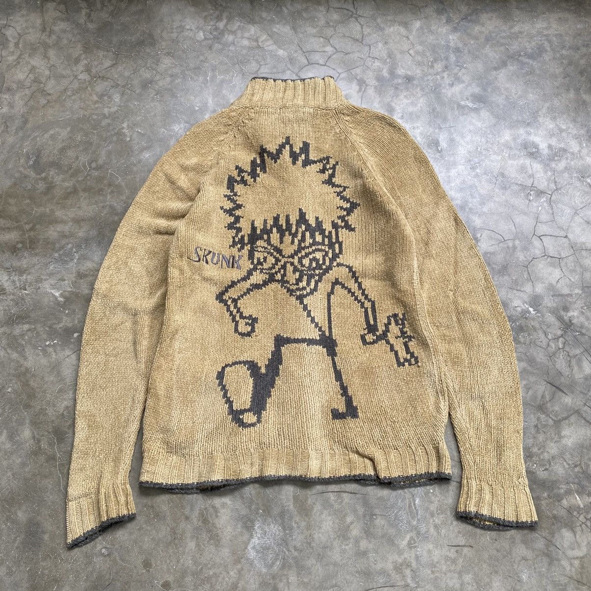 Japanese Brand 2000s Mischievous Skunk Rip Stitch Zip Up Knit Sweaters Size US M / EU 48-50 / 2 - 2 Thumbnail