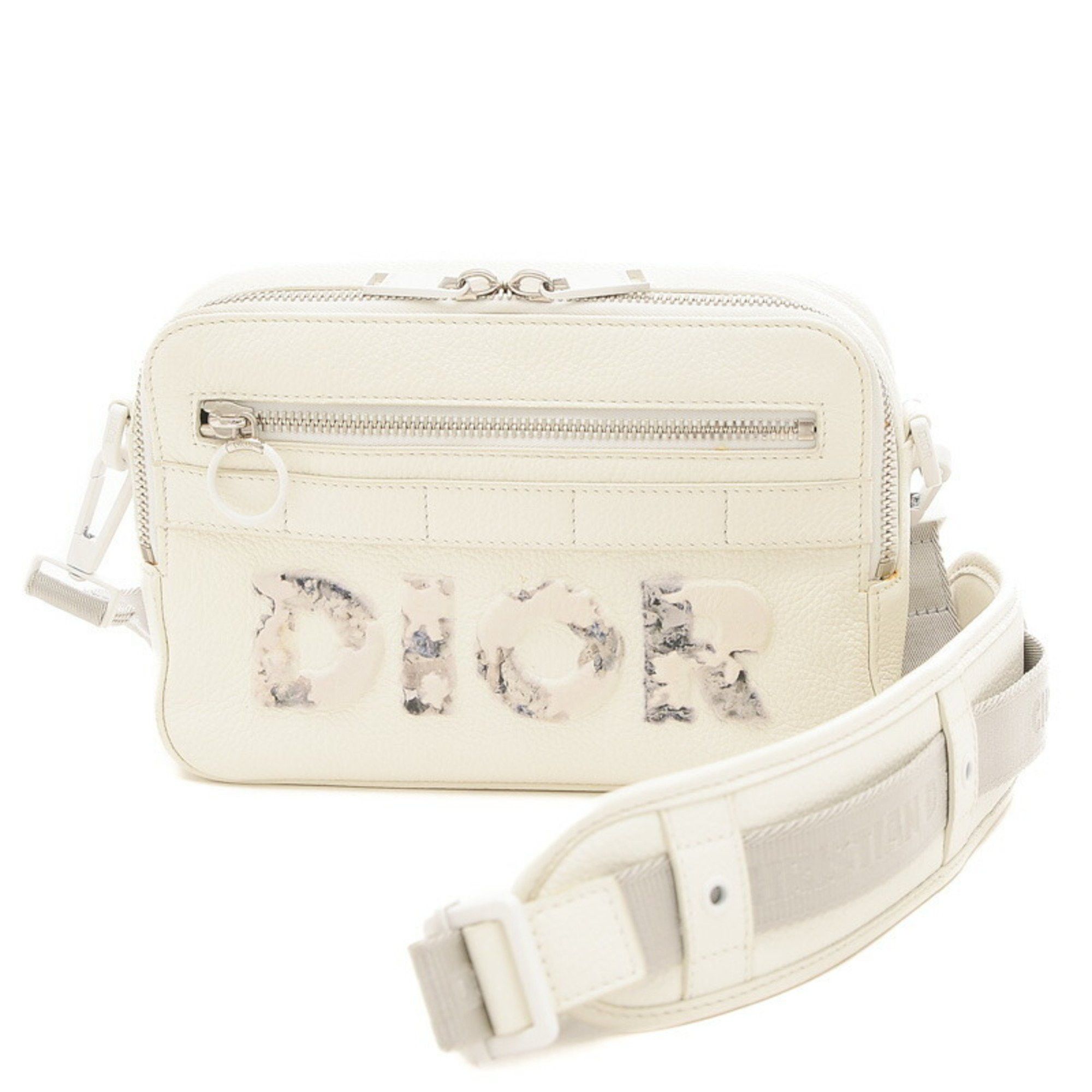 image of Christian Dior Dior Safari Daniel Arsham Shoulder Bag Leather White 1Sfp0101Ywm, Women's