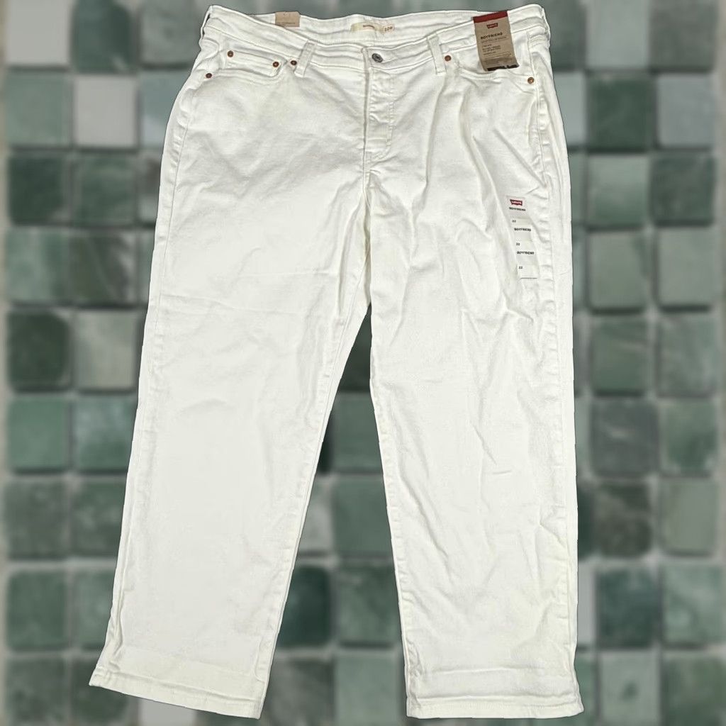Levi's Levi's Boyfriend Jeans Womens 22 White Stellar Stretch Relaxed Fit Tapered Pants Jeans Size 40" / US 18 - 1 Thumbnail