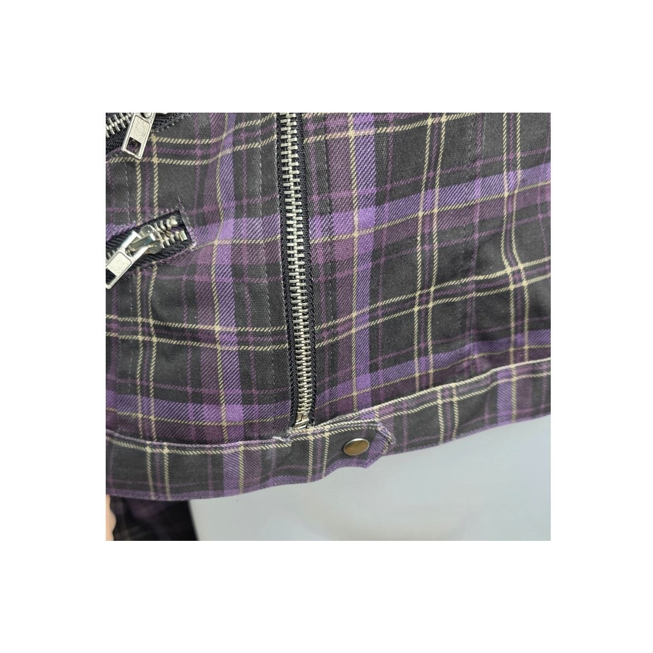 Killstar Killstar Purple Plaid Moto Jacket Women's M Gothic Grunge Size M / US 6-8 / IT 42-44 - 12 Thumbnail