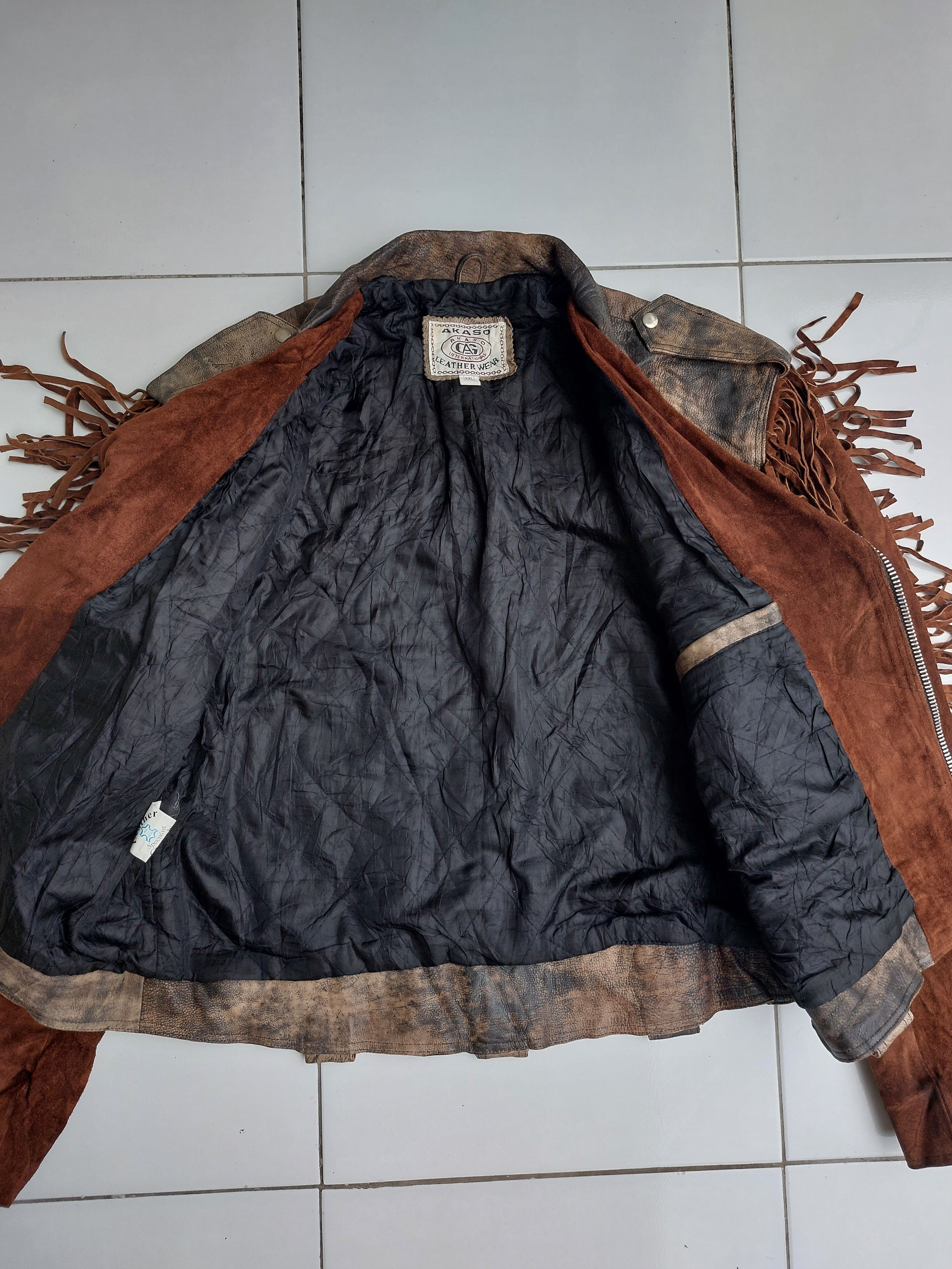 Vintage Akaso Vintage Fringed Leather Jacket Double Breasted Size US XL / EU 56 / 4 - 16 Thumbnail
