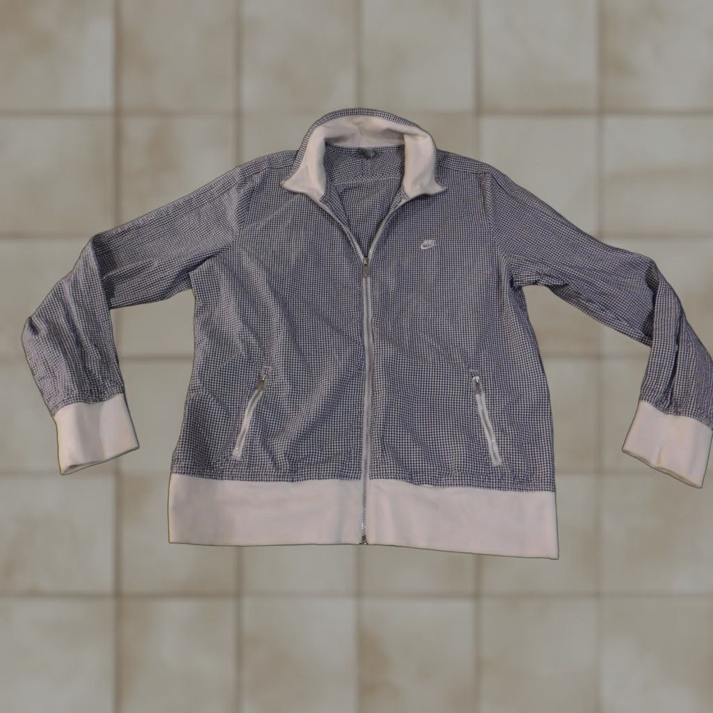 Nike VINTAGE Nike Sportswear Track Jacket Womens XL Navy White Gingham Full Zip 468811-410 Size XL / US 12-14 / IT 48-50 - 1 Thumbnail