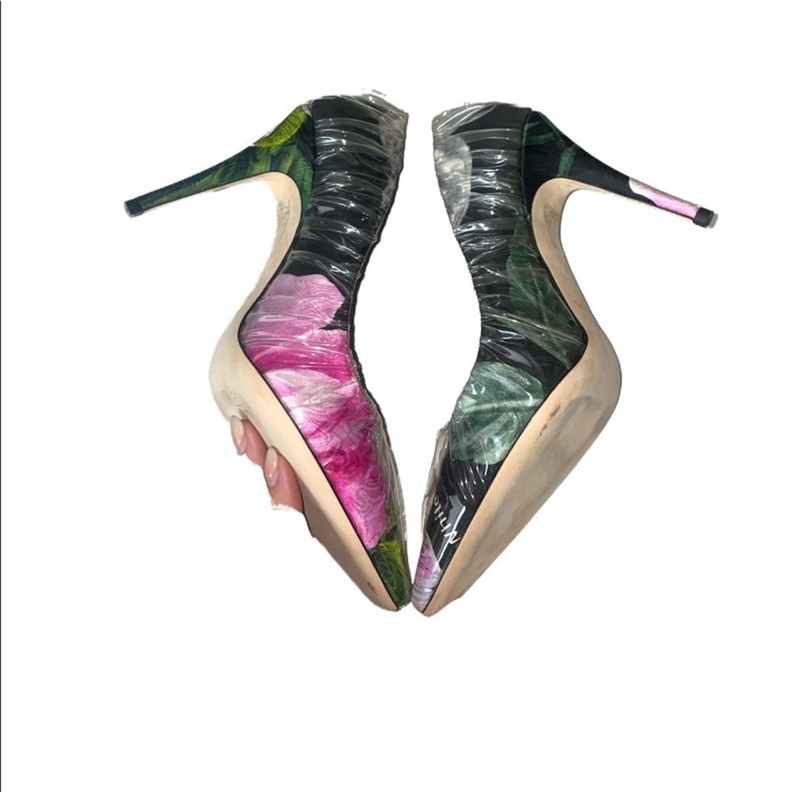 Jimmy Choo Off-White c/o Jimmy Choo Anne 100 PVC Floral Satin Pumps 9 Size US 9 / IT 39 - 7 Thumbnail