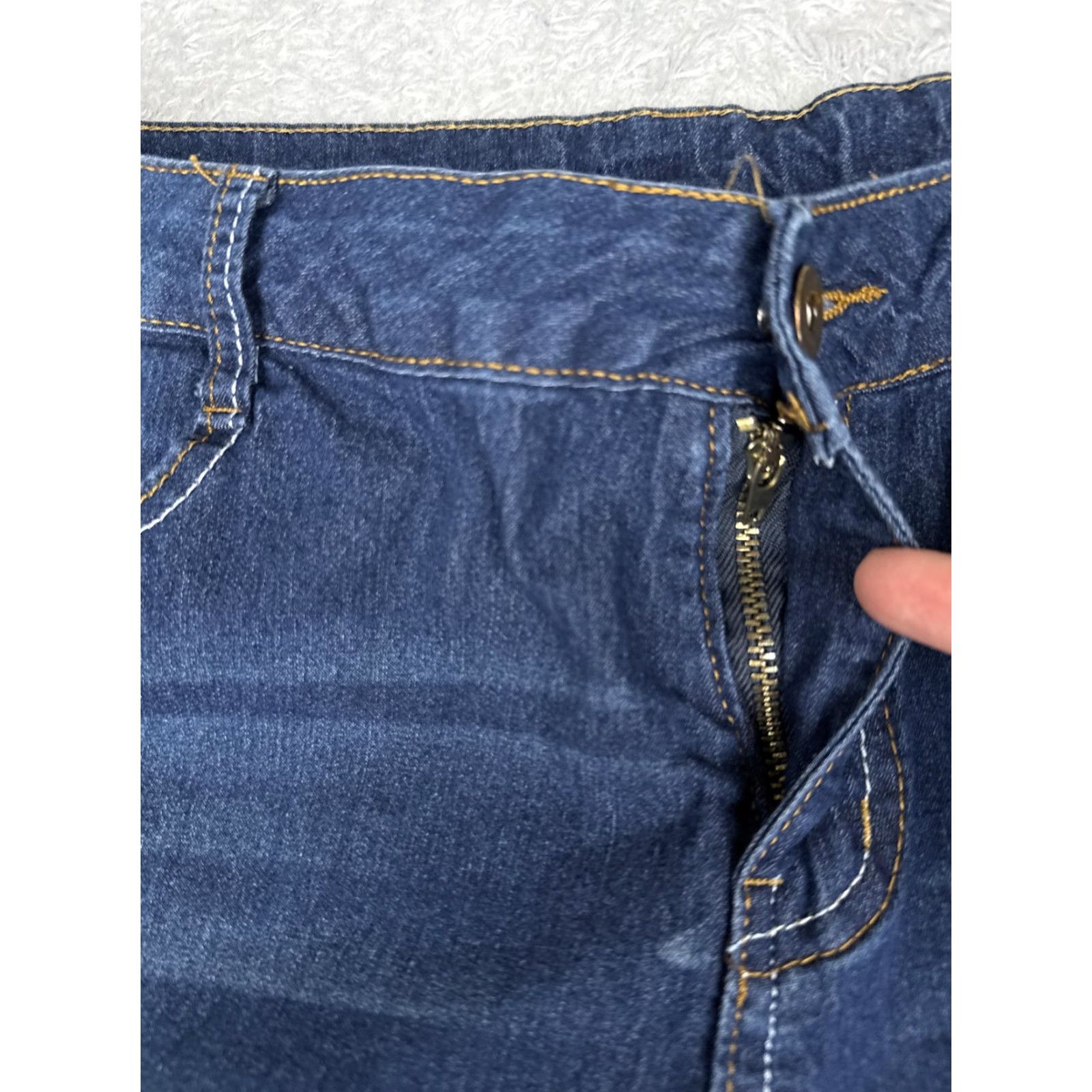 Denime Bootcut Jeans Womens L Blue Wash Mid Rise Stretch Denim Embroidered 30x29 90s Size 36" / US 14 / IT 50 - 5 Thumbnail