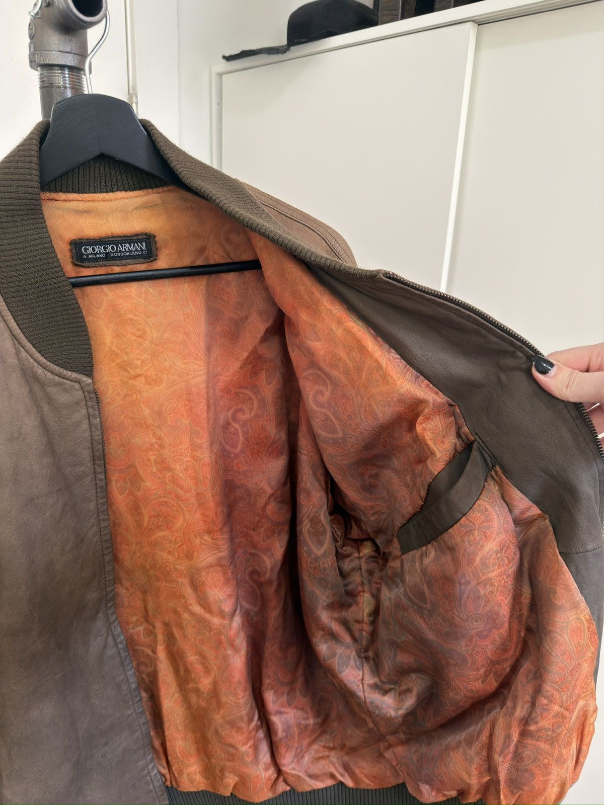 Giorgio Armani ‘80s Leather Logo Bomber Size US L / EU 52-54 / 3 - 5 Thumbnail