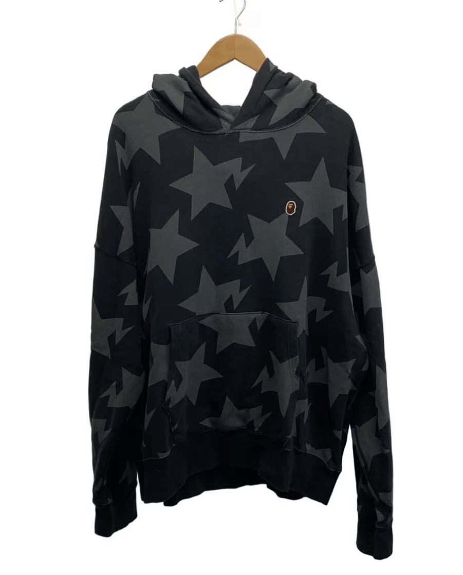 Bape Bape Black Gray Star Pattern Pullover Hoodie Size US XL / EU 56 / 4 - 1 Thumbnail