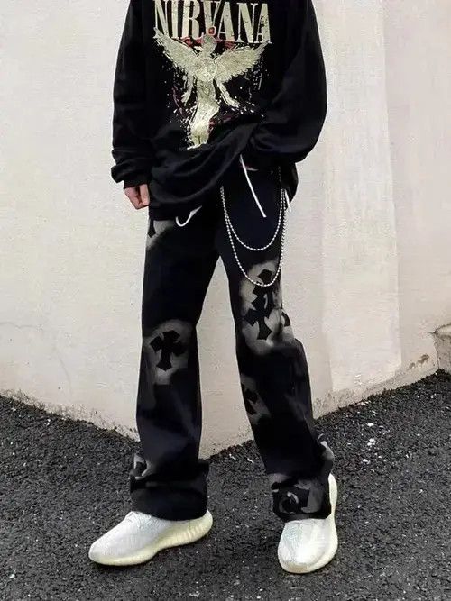 Japanese Brand × Jean vintage street cross print jeans Size US 32 / EU 48 - 4 Thumbnail
