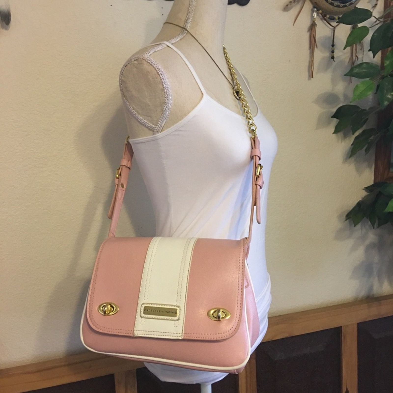 Adrienne Vittadini Pink Gold Chain Crossbody Bag, Women's