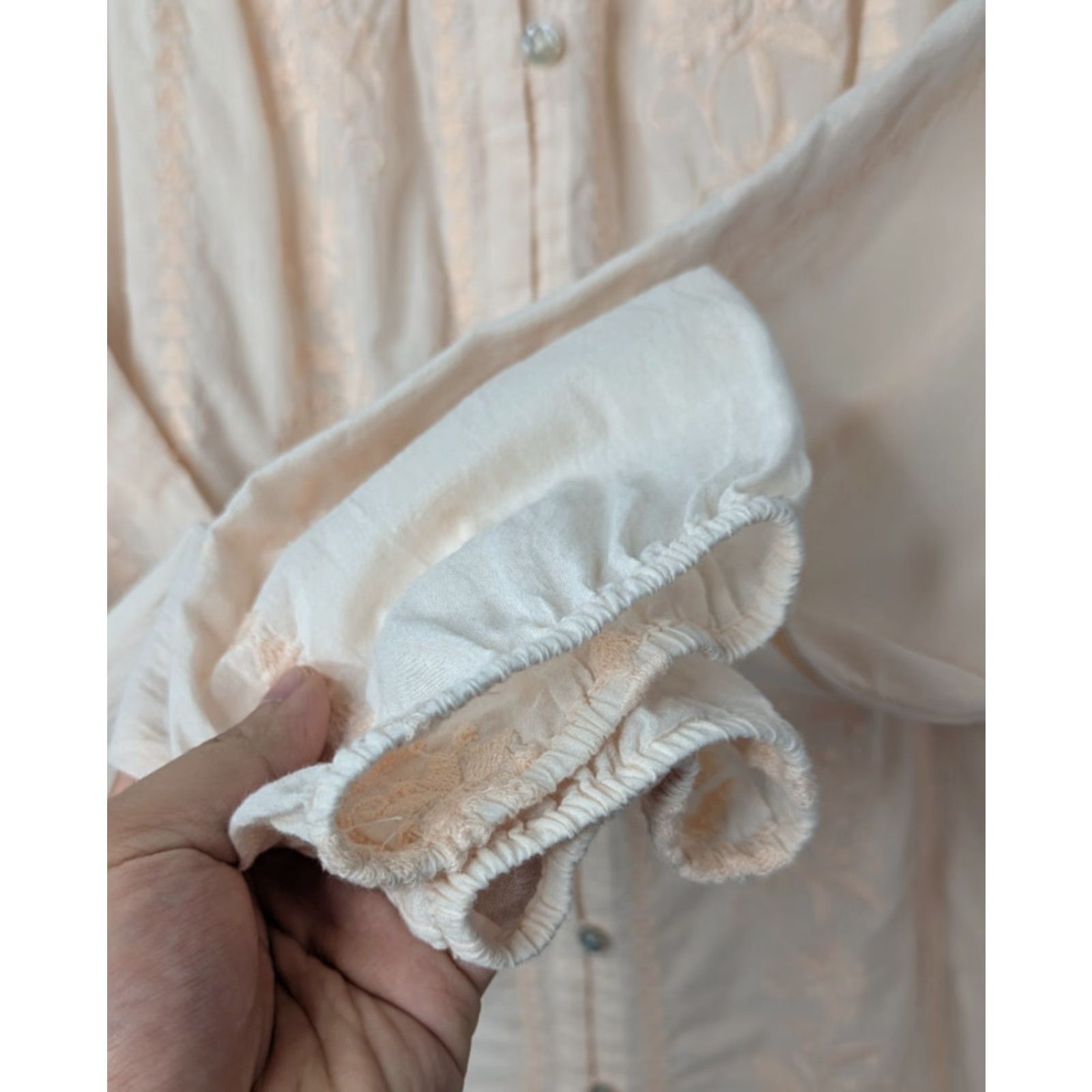 J. Jill J Jill Women’s L Petite Floral Embroidered Boho Button Long Sleeve Blouse Size L / US 10 / IT 46 - 3 Thumbnail